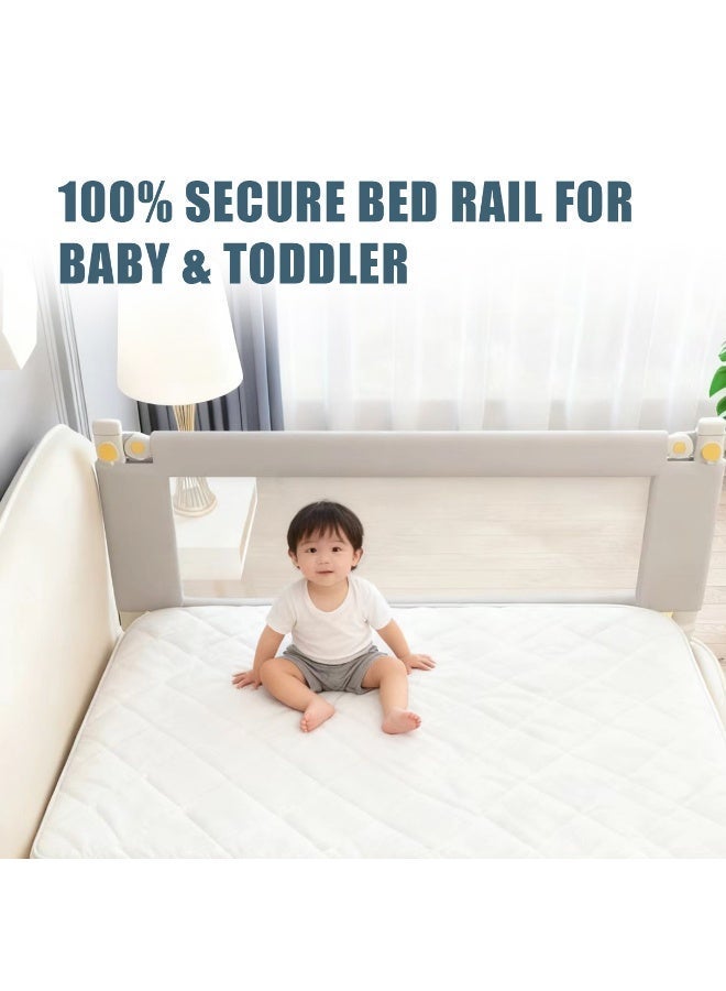 ميشيدا سياج حماية لسرير بحجم كوين (قطعة واحدة)، سياج جانبي للأطفال بدون حفر مع قابلية تعديل الارتفاع، حواجب جانبية أمان سميكة للأطفال / درابزين سرير للأطفال، بتصميم الدب الرمادي - Image 5